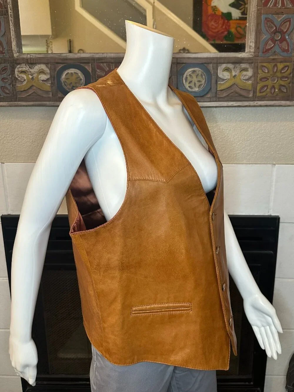 Vtg Remy Leather Fashions Men's Brown soft smooth Vest Size 46 Made in USA